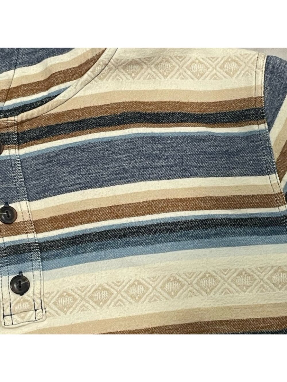 Pendleton Aztec Hoodie Pullover Mens Large Doublesoft Popover Southwest Henley - Picture 4 of 8